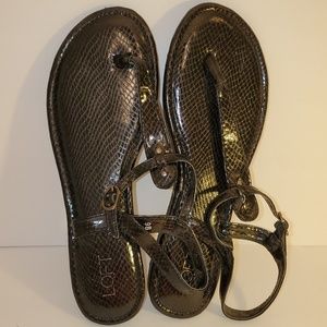 LOFT Black Strappy Snakeskin Sandals